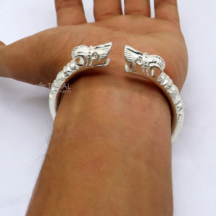 Solid 925 silver handcrafted vintage antique style gorgeous cuff kada bracelet customized adjustable crocodile bracelet for mens nsk801 TRIBAL ORNAMENTS Bracelets