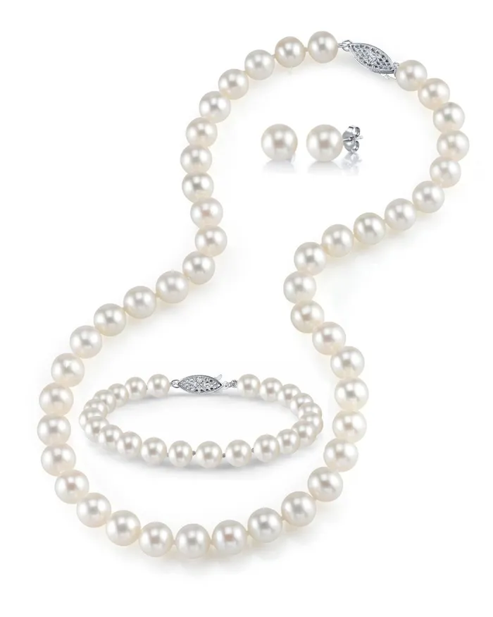 spt Bracelets 8595mm Freshwater Pearl Necklace Bracelet Earrings