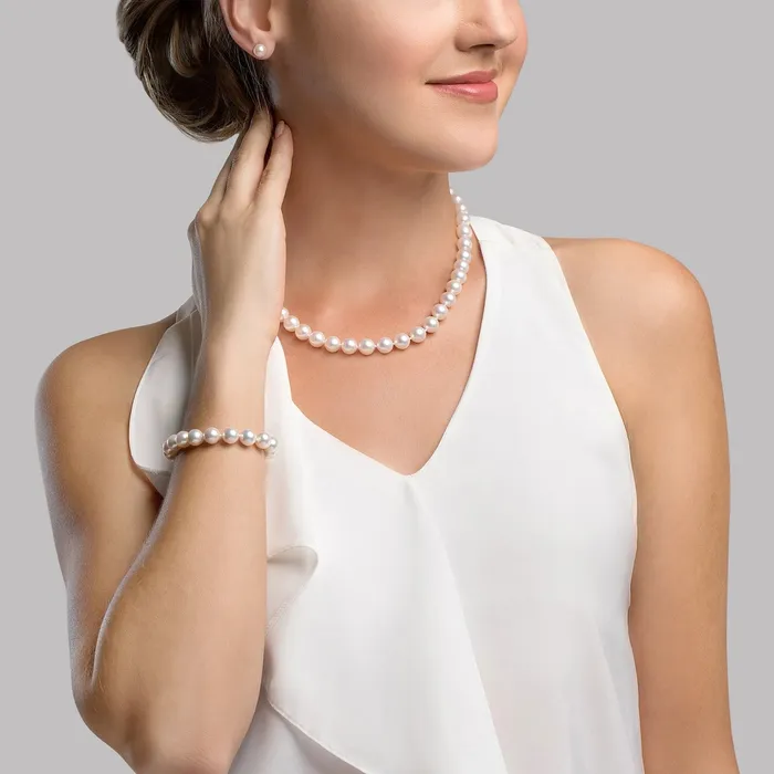 spt Bracelets 8595mm Freshwater Pearl Necklace Bracelet Earrings
