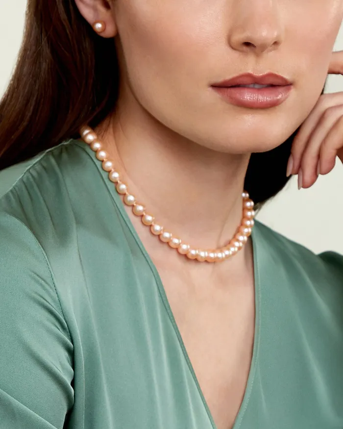 SPT Necklaces 8085mm Peach Freshwater Pearl Necklace AAAA Quality