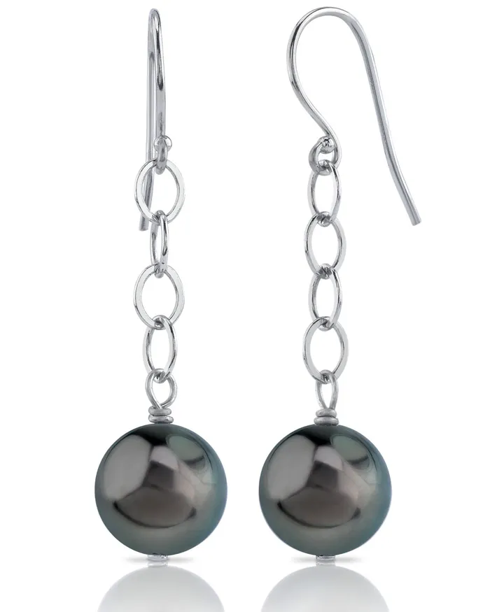 spt Tahitian South Sea Round Pearl Dangling Tincup Earrings Earrings