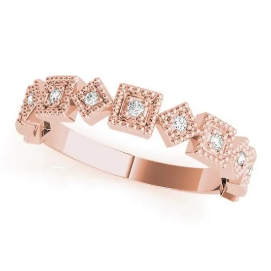 Stackables 12 Eternity TriTone Gold Rotating Milgrain Square Bezels 3Band Set Selectables Fire Brilliance Rings
