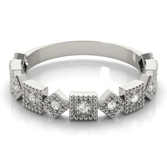 Stackables 12 Eternity TriTone Gold Rotating Milgrain Square Bezels 3Band Set Selectables Fire Brilliance Rings