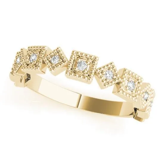 Stackables 12 Eternity TriTone Gold Rotating Milgrain Square Bezels 3Band Set Selectables Fire Brilliance Rings
