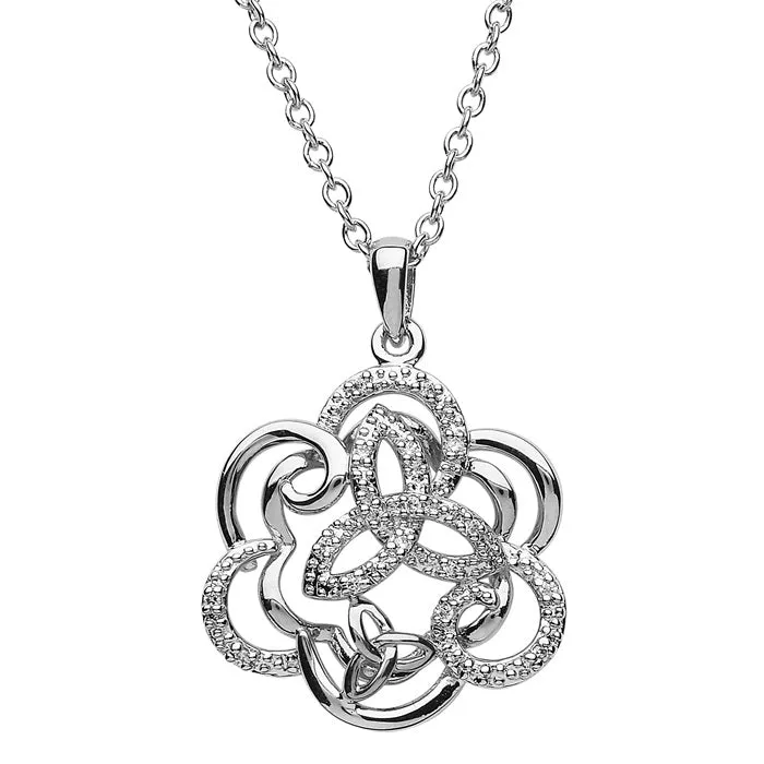 Sterling Silver CZ Trinity Pendant Shanore Necklaces