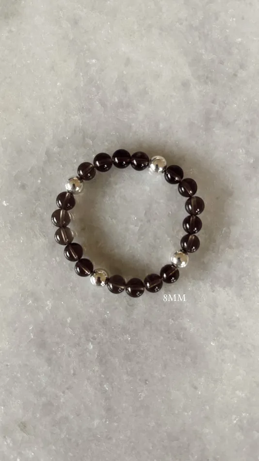 Stylin By Aylin SMOKEY QUARTZ BEADED BRACELETS STERLING SILVER Rings