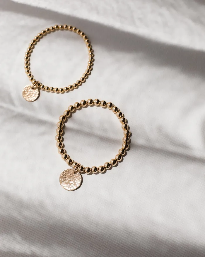 Stylin By Aylin THE HAMMERED COIN BEADED BRACELET GOLD Bracelets