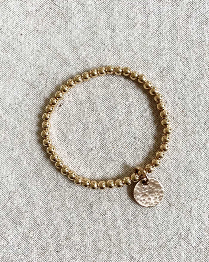 Stylin By Aylin THE HAMMERED COIN BEADED BRACELET GOLD Bracelets