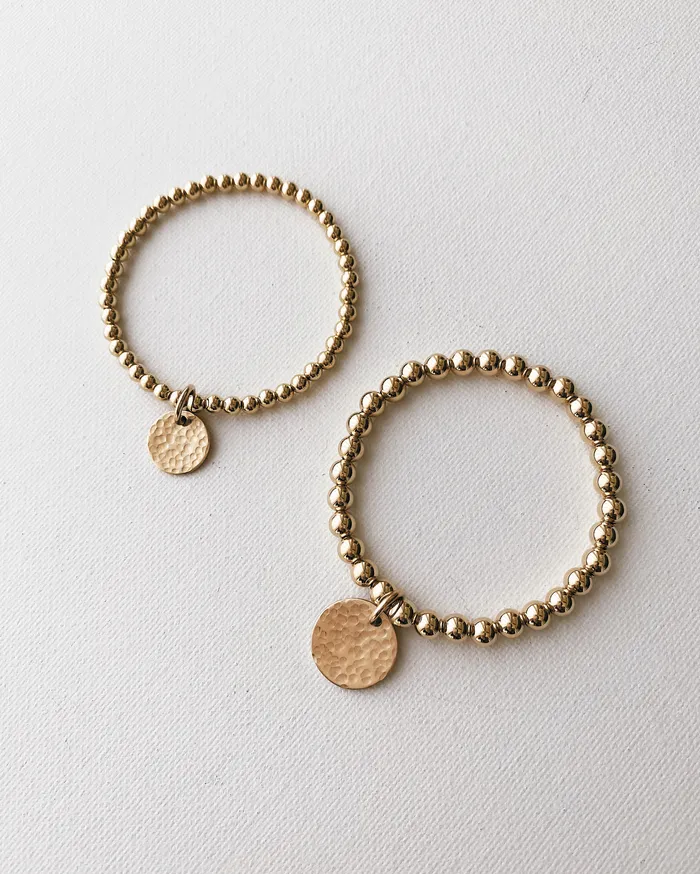 Stylin By Aylin THE HAMMERED COIN BEADED BRACELET GOLD Bracelets