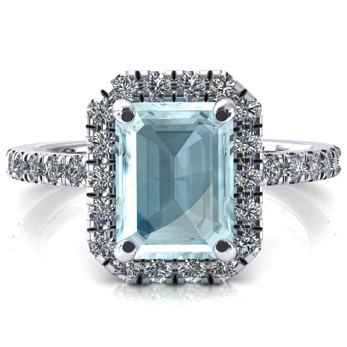 Talia Emerald Aqua Blue Spinel 4 Prong Halo 58 Micropave Engagement Ring Fire Brilliance Rings Talia Emerald Aqua Blue Spinel 4 Prong Halo 58 Micropave Engagement Ring Fire Brilliance Rings