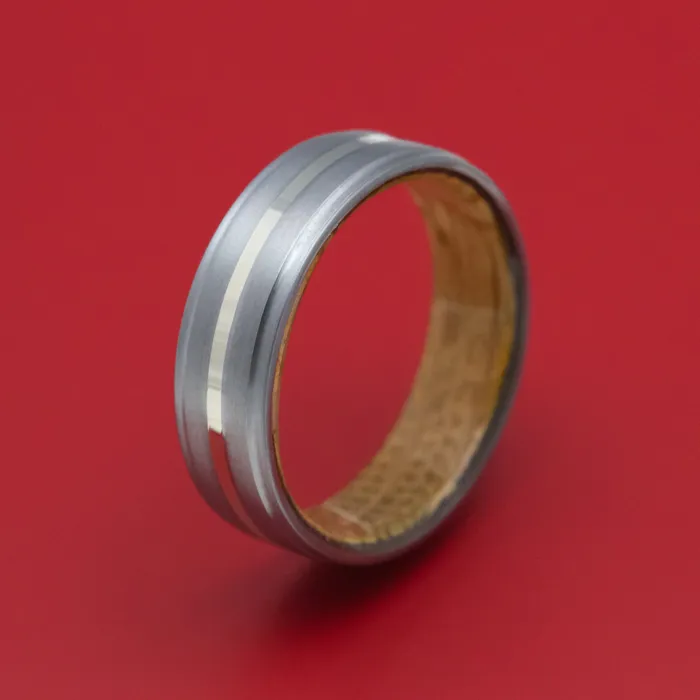 Tantalum and Gold Ring with Wood Sleeve Custom Made Band Lashbrook Rings Tantalum and Gold Ring with Wood Sleeve Custom Made Band Lashbrook Rings