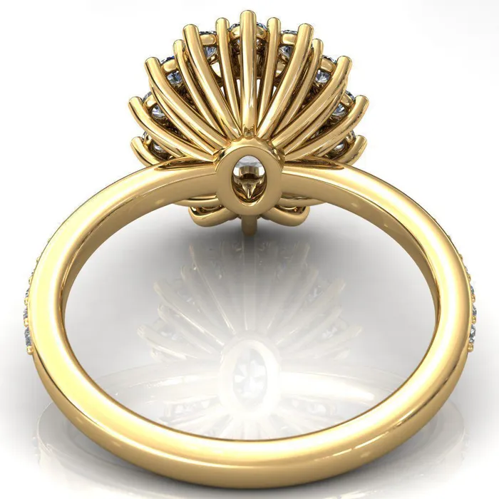The Duchess Oval Lab Grown Diamond Center Stone 6 Prong Diamond Cluster Halo Ring Fire Brilliance Rings