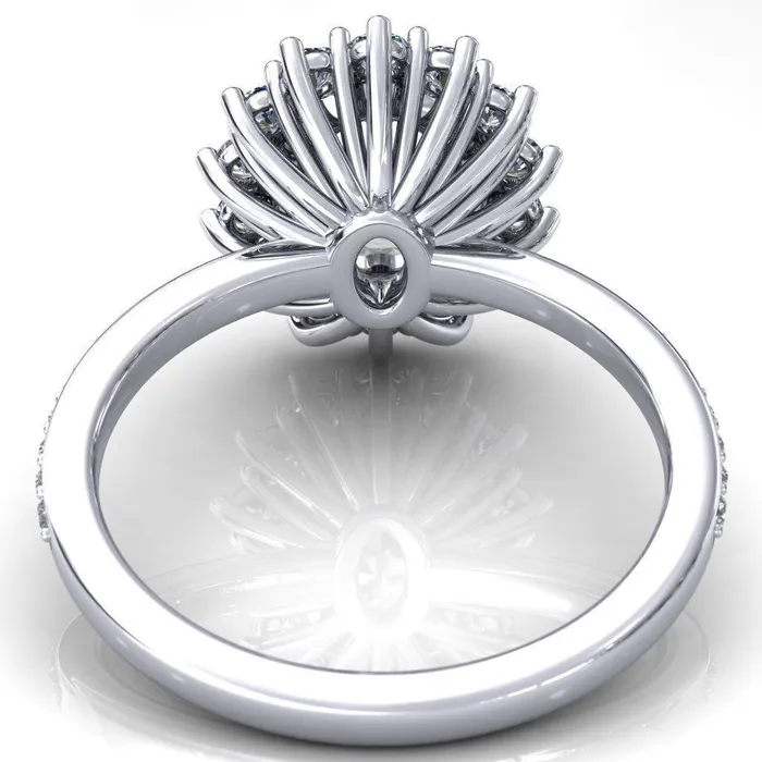 The Duchess Oval Lab Grown Diamond Center Stone 6 Prong Diamond Cluster Halo Ring Fire Brilliance Rings