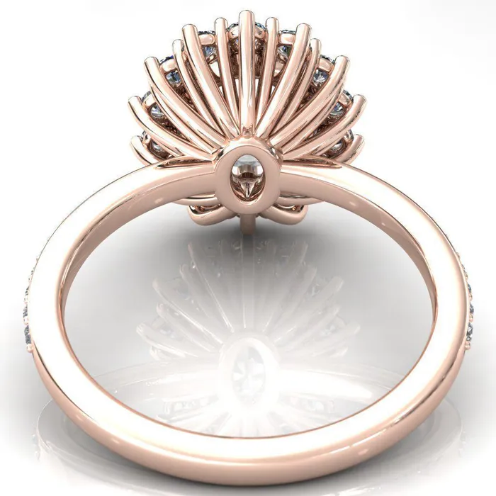 The Duchess Oval Lab Grown Diamond Center Stone 6 Prong Diamond Cluster Halo Ring Fire Brilliance Rings