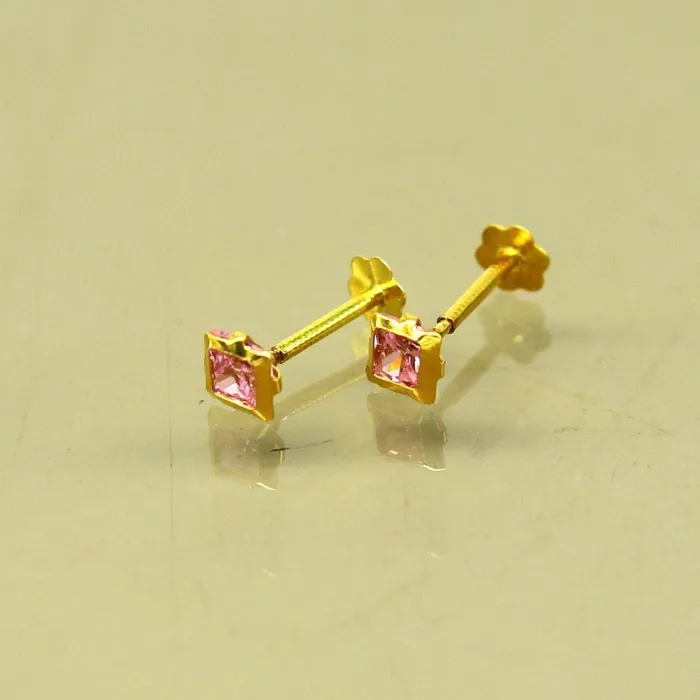 TRIBAL ORNAMENTS 3mm tiny single pink stone handmade 18kt yellow gold combo jewelry we can use as stud or nose stud baby stud cartilage jewelry er111 Earrings TRIBAL ORNAMENTS 3mm tiny single pink stone handmade 18kt yellow gold combo jewelry we can use as stud or nose stud baby stud cartilage jewelry er111 Earrings