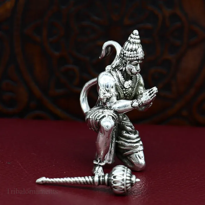 TRIBAL ORNAMENTS 925 silver handmade Lord hanuman 15 statue best puja or gifting god hanuman statue sculpture home temple puja art utensils art124 Rings