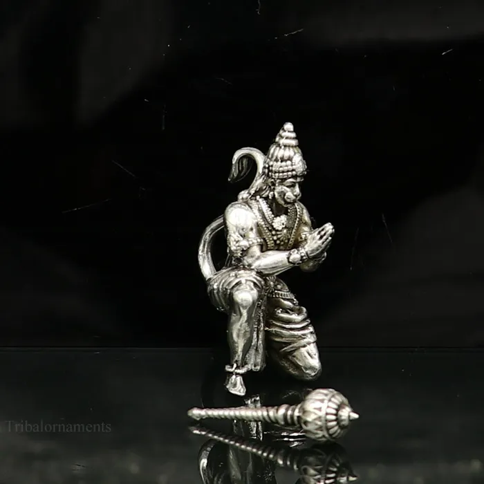 TRIBAL ORNAMENTS 925 silver handmade Lord hanuman 15 statue best puja or gifting god hanuman statue sculpture home temple puja art utensils art124 Rings