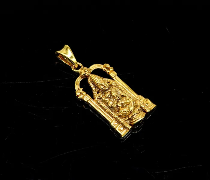 TRIBAL ORNAMENTS 925 sterling silver gold polished divine Hindu idol Tirupati Balaji with goddess Laxmi Pendant Krishna pendant gifting jewelry nsp593 Necklaces