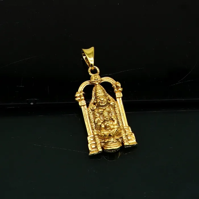 TRIBAL ORNAMENTS 925 sterling silver gold polished divine Hindu idol Tirupati Balaji with goddess Laxmi Pendant Krishna pendant gifting jewelry nsp593 Necklaces