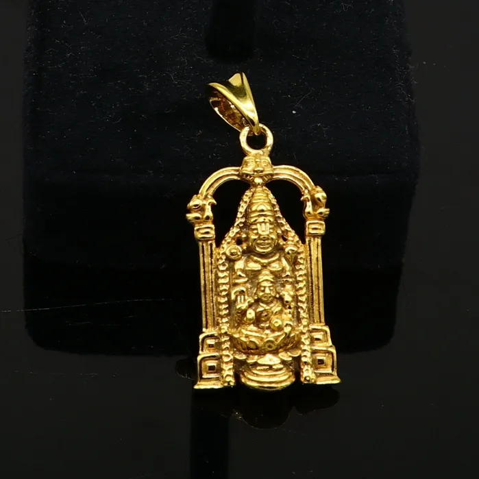TRIBAL ORNAMENTS 925 sterling silver gold polished divine Hindu idol Tirupati Balaji with goddess Laxmi Pendant Krishna pendant gifting jewelry nsp593 Necklaces