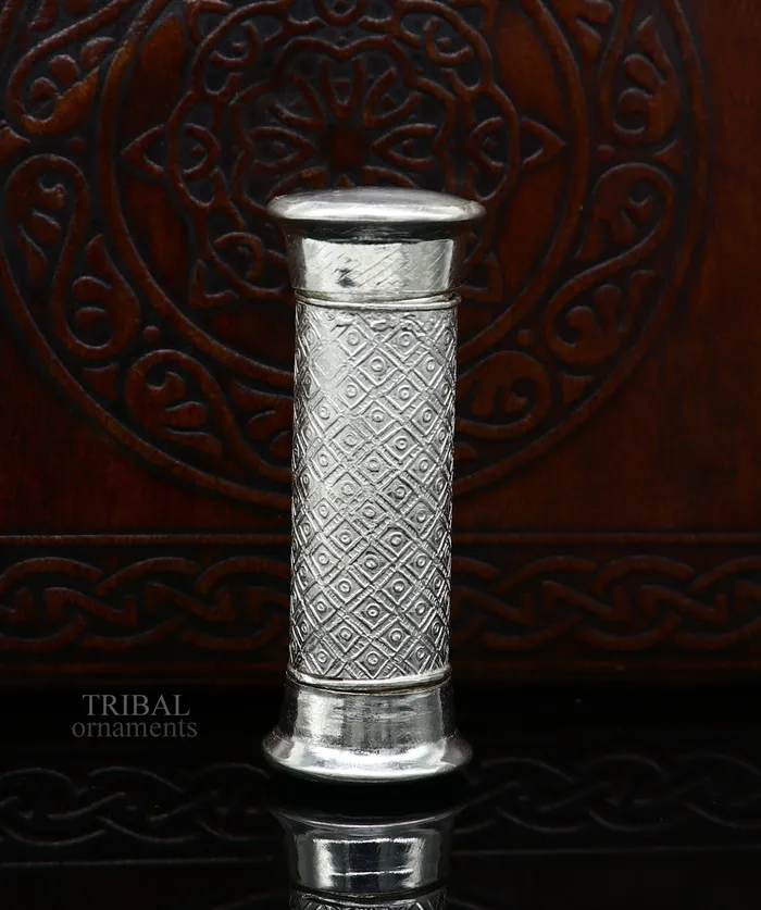 TRIBAL ORNAMENTS 925 Sterling silver handmade 2 sided Tobacco box storage box silver utensils silver box personal box mens accessories su650 Rings