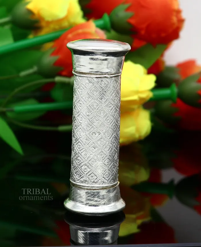 TRIBAL ORNAMENTS 925 Sterling silver handmade 2 sided Tobacco box storage box silver utensils silver box personal box mens accessories su650 Rings