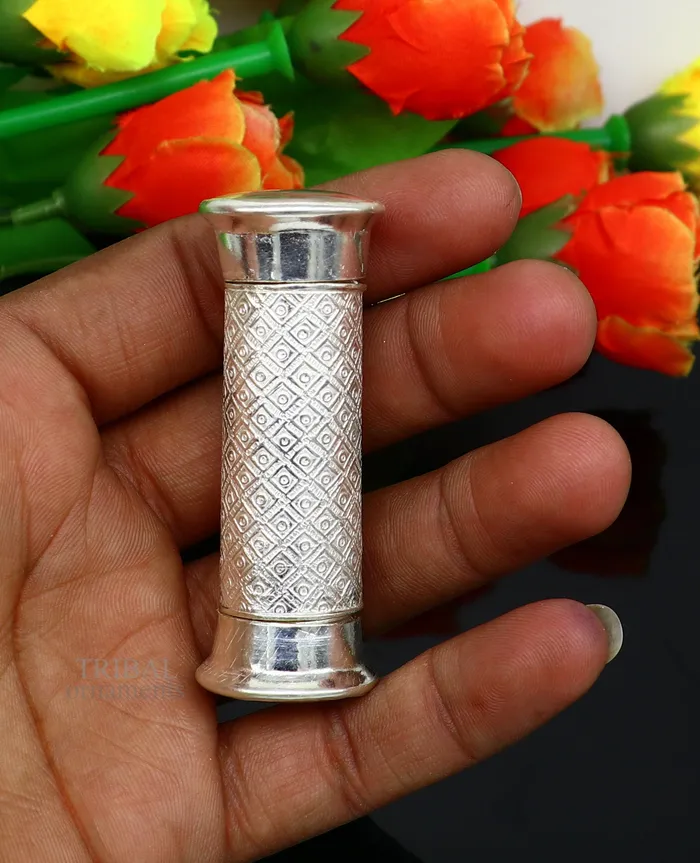 TRIBAL ORNAMENTS 925 Sterling silver handmade 2 sided Tobacco box storage box silver utensils silver box personal box mens accessories su650 Rings