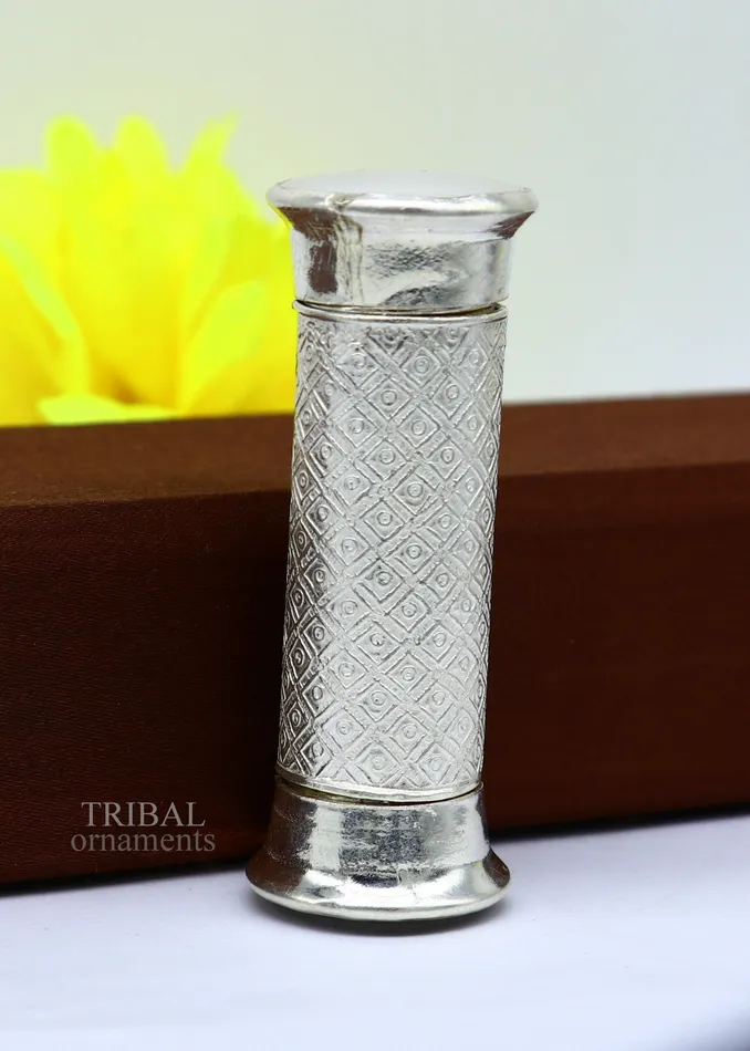 TRIBAL ORNAMENTS 925 Sterling silver handmade 2 sided Tobacco box storage box silver utensils silver box personal box mens accessories su650 Rings