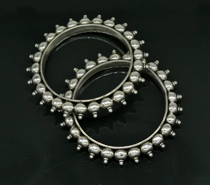 TRIBAL ORNAMENTS 925 Sterling silver handmade fabulous vintage design customized bangle bracelet kada excellent wedding personalized gift jewelry NBA96 Bracelets