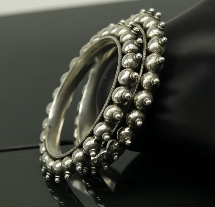 TRIBAL ORNAMENTS 925 Sterling silver handmade fabulous vintage design customized bangle bracelet kada excellent wedding personalized gift jewelry NBA96 Bracelets