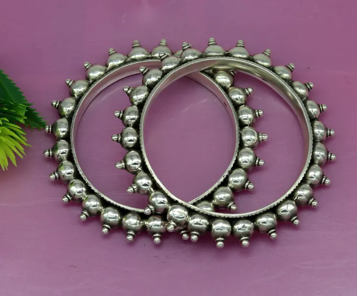 TRIBAL ORNAMENTS 925 Sterling silver handmade fabulous vintage design customized bangle bracelet kada excellent wedding personalized gift jewelry NBA96 Bracelets