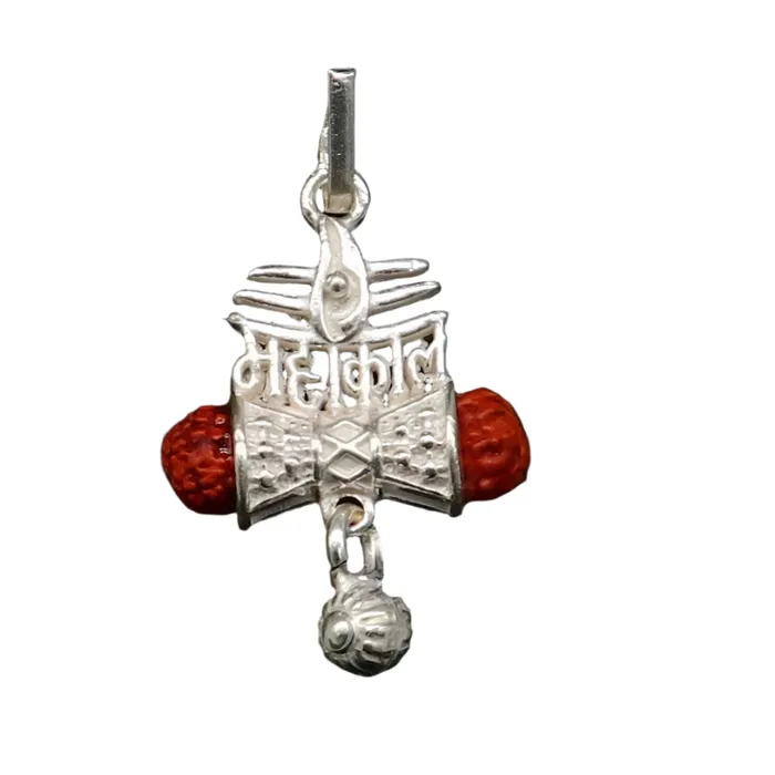TRIBAL ORNAMENTS 925 sterling silver handmade Lord Shiva Damaru style Mahakal pendant gorgeous hanging drops excellent Mahakal pendant nsp548 Necklaces