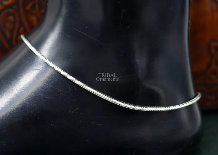 TRIBAL ORNAMENTS Bracelets 105 925 Sterling silver handmade wheat chain ankle bracelet vintage oxidized charm anklets tribal belly dance customized jewelry nank468
