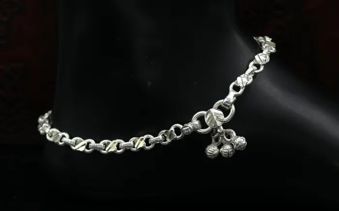 TRIBAL ORNAMENTS Bracelets 10 solid sterling silver handmade vintage design ankle bracelet excellent bride made tribal anklet jewelry pretty gifting to her nank273 TRIBAL ORNAMENTS Bracelets 10 solid sterling silver handmade vintage design ankle bracelet excellent bride made tribal anklet jewelry pretty gifting to her nank273