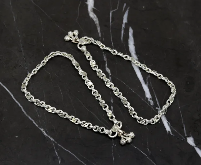 TRIBAL ORNAMENTS Bracelets 10 solid sterling silver handmade vintage design ankle bracelet excellent bride made tribal anklet jewelry pretty gifting to her nank273