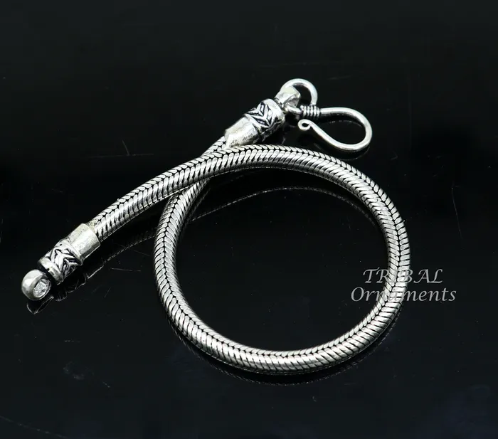 TRIBAL ORNAMENTS Bracelets 4mm 925 sterling silver handmade amazing inches snake chain flexible unisex bracelet jewelry from Rajasthan india sbr387 TRIBAL ORNAMENTS Bracelets 4mm 925 sterling silver handmade amazing inches snake chain flexible unisex bracelet jewelry from Rajasthan india sbr387
