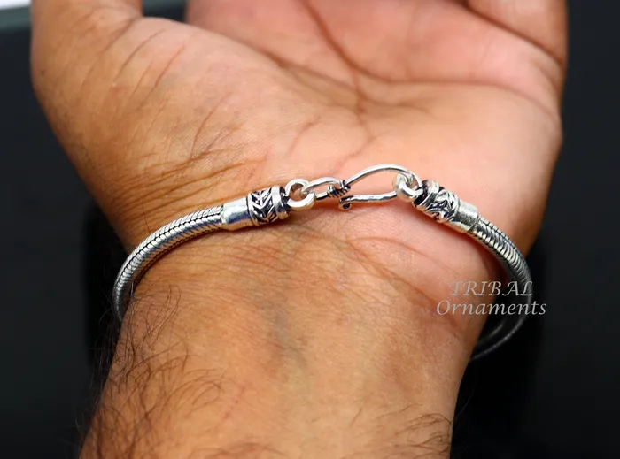 TRIBAL ORNAMENTS Bracelets 4mm 925 sterling silver handmade amazing inches snake chain flexible unisex bracelet jewelry from Rajasthan india sbr387