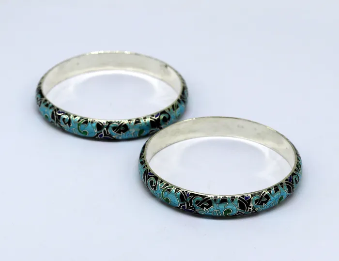 TRIBAL ORNAMENTS Bracelets 925 sterling silver handmade enamel elephant work bridesmaid bangle bracelet for girls womens personalized gifting tribal jewelry nba84