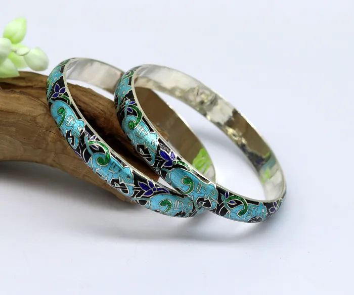 TRIBAL ORNAMENTS Bracelets 925 sterling silver handmade enamel elephant work bridesmaid bangle bracelet for girls womens personalized gifting tribal jewelry nba84