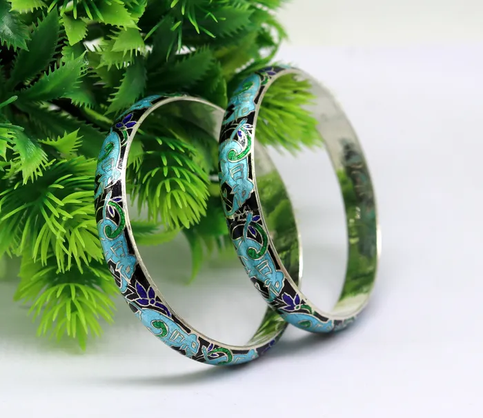 TRIBAL ORNAMENTS Bracelets 925 sterling silver handmade enamel elephant work bridesmaid bangle bracelet for girls womens personalized gifting tribal jewelry nba84