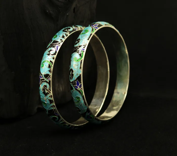 TRIBAL ORNAMENTS Bracelets 925 sterling silver handmade enamel elephant work bridesmaid bangle bracelet for girls womens personalized gifting tribal jewelry nba84