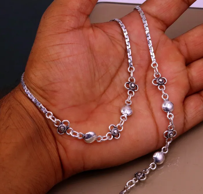 TRIBAL ORNAMENTS Bracelets 925 sterling silver handmade fabulous 105 inches long charm anklets foot bracelet best gifting belly dance jewelry bridesmaids gift ank88