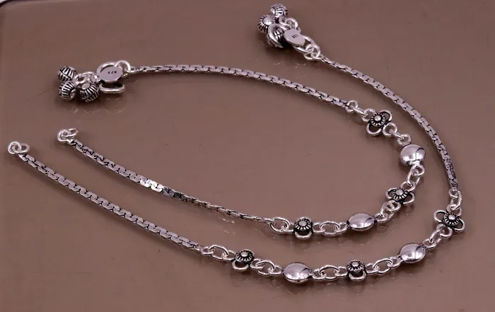 TRIBAL ORNAMENTS Bracelets 925 sterling silver handmade fabulous 105 inches long charm anklets foot bracelet best gifting belly dance jewelry bridesmaids gift ank88 TRIBAL ORNAMENTS Bracelets 925 sterling silver handmade fabulous 105 inches long charm anklets foot bracelet best gifting belly dance jewelry bridesmaids gift ank88