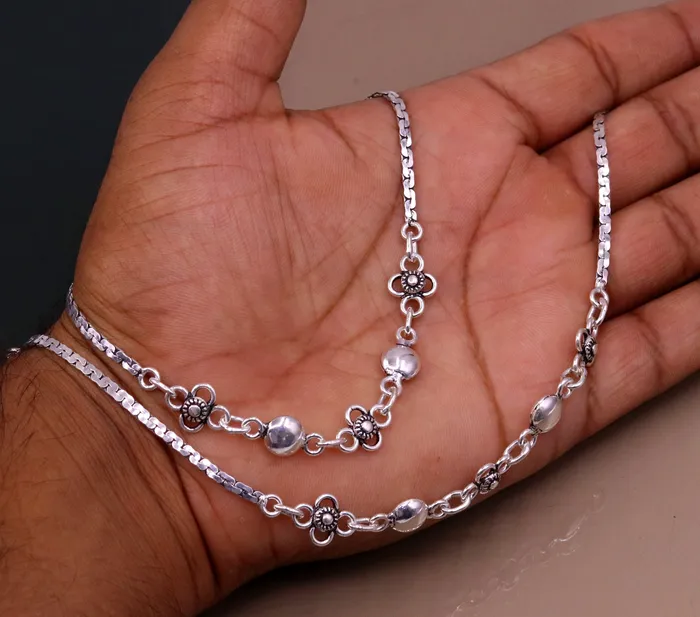 TRIBAL ORNAMENTS Bracelets 925 sterling silver handmade fabulous 105 inches long charm anklets foot bracelet best gifting belly dance jewelry bridesmaids gift ank88 TRIBAL ORNAMENTS Bracelets 925 sterling silver handmade fabulous 105 inches long charm anklets foot bracelet best gifting belly dance jewelry bridesmaids gift ank88