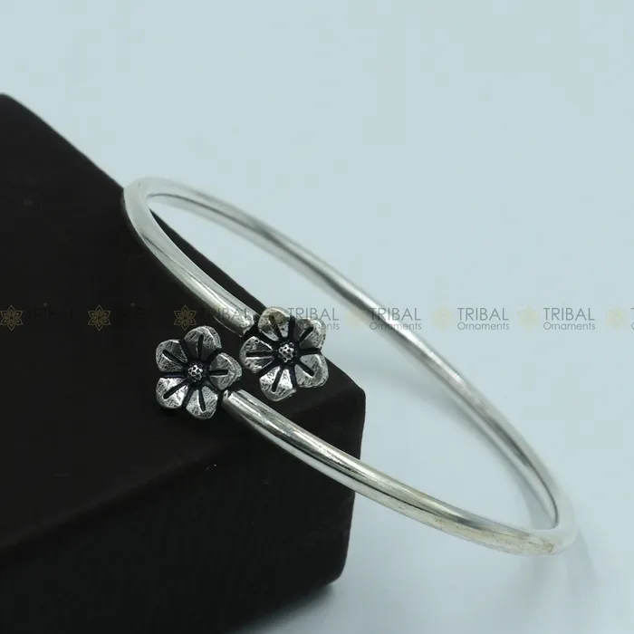 TRIBAL ORNAMENTS Bracelets 925 sterling silver handmade flower design stylish kada bangle bracelet tribal jewelry nsk869 TRIBAL ORNAMENTS Bracelets 925 sterling silver handmade flower design stylish kada bangle bracelet tribal jewelry nsk869