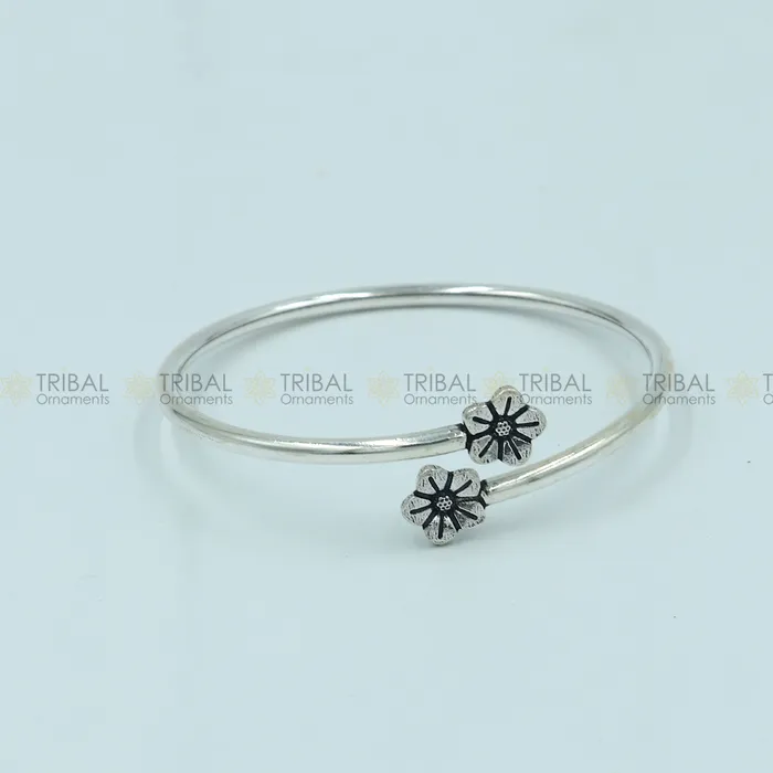 TRIBAL ORNAMENTS Bracelets 925 sterling silver handmade flower design stylish kada bangle bracelet tribal jewelry nsk869 TRIBAL ORNAMENTS Bracelets 925 sterling silver handmade flower design stylish kada bangle bracelet tribal jewelry nsk869