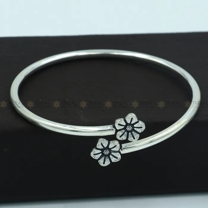 TRIBAL ORNAMENTS Bracelets 925 sterling silver handmade flower design stylish kada bangle bracelet tribal jewelry nsk869 TRIBAL ORNAMENTS Bracelets 925 sterling silver handmade flower design stylish kada bangle bracelet tribal jewelry nsk869