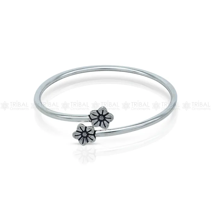 TRIBAL ORNAMENTS Bracelets 925 sterling silver handmade flower design stylish kada bangle bracelet tribal jewelry nsk869 TRIBAL ORNAMENTS Bracelets 925 sterling silver handmade flower design stylish kada bangle bracelet tribal jewelry nsk869