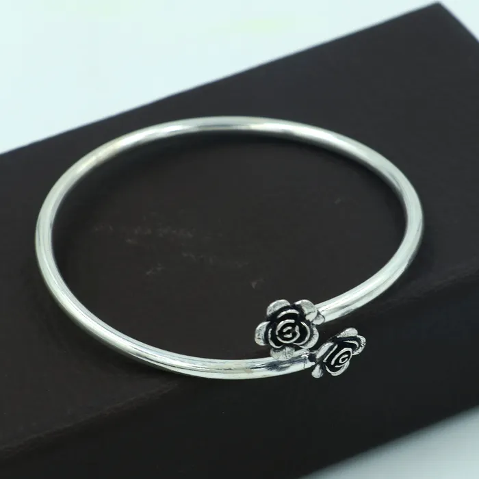 TRIBAL ORNAMENTS Bracelets 925 sterling silver handmade flower design stylish kada bangle bracelet tribal jewelry nsk885
