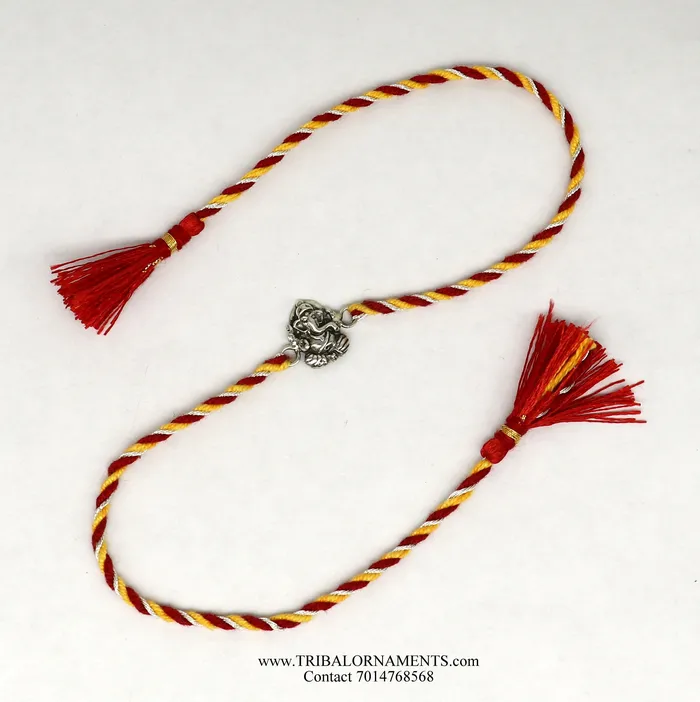 TRIBAL ORNAMENTS Bracelets 925 sterling silver handmade Ganesha design Rakhi Bracelet amazing stylish gift for Rakshabandhan rk78